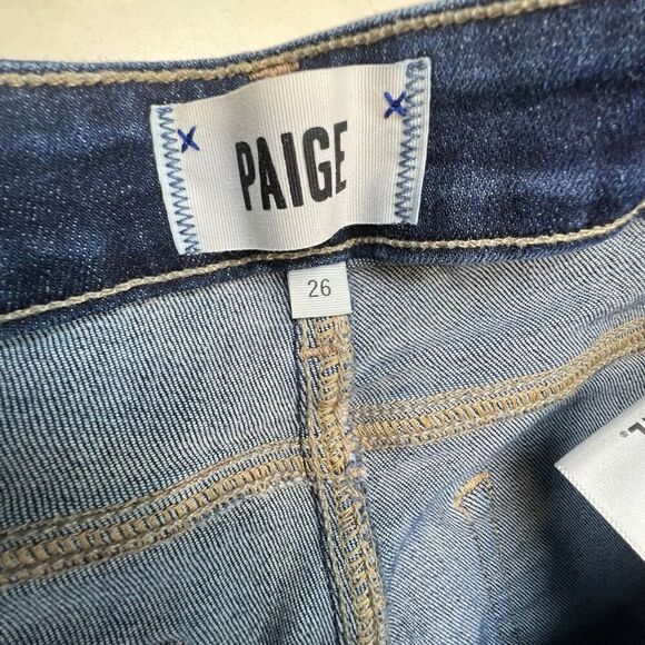 Paige  Brigitte Womens 26 Blue Dark Wash Denim Mid-Rise Straight Cropped Jeans - Picture 7 of 7